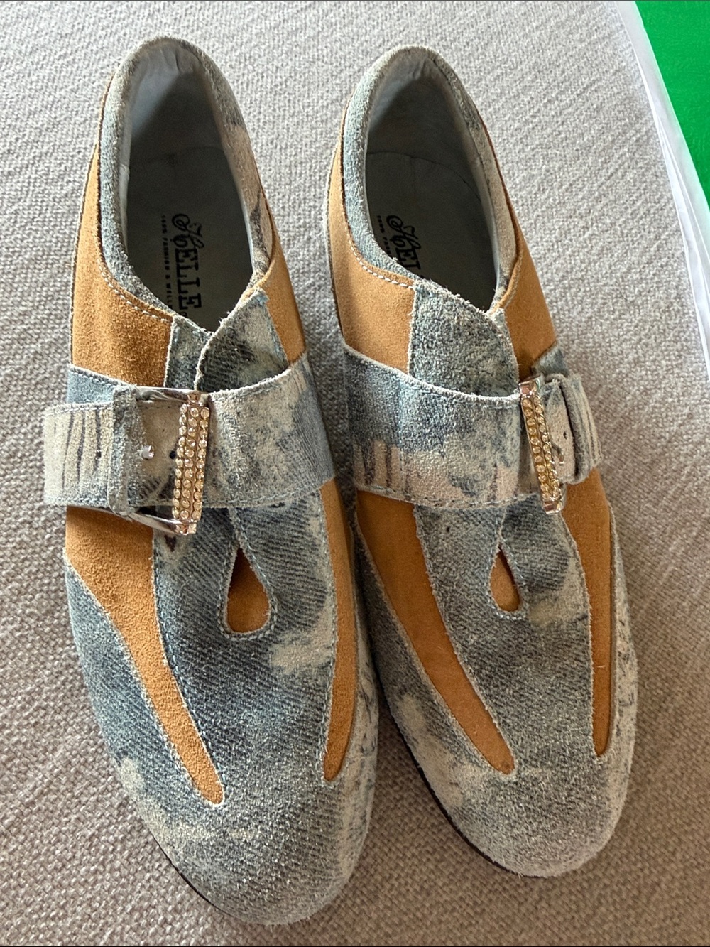 Vaneli Two-Tone Mustard and Washed Blue Suede Dress Shoes